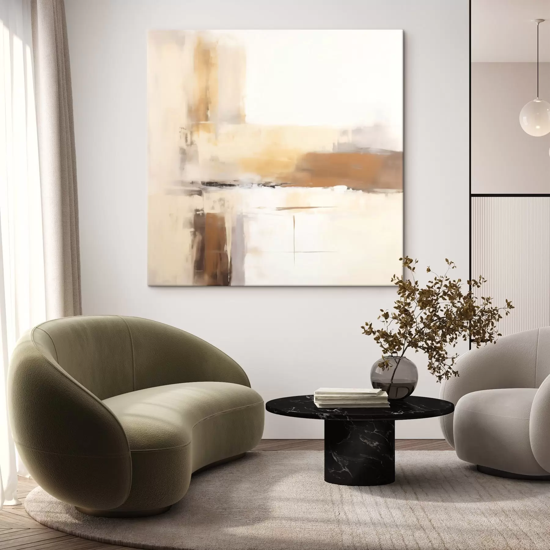 Tablouri Compoziție abstractă ușoară în tonuri calde s46654