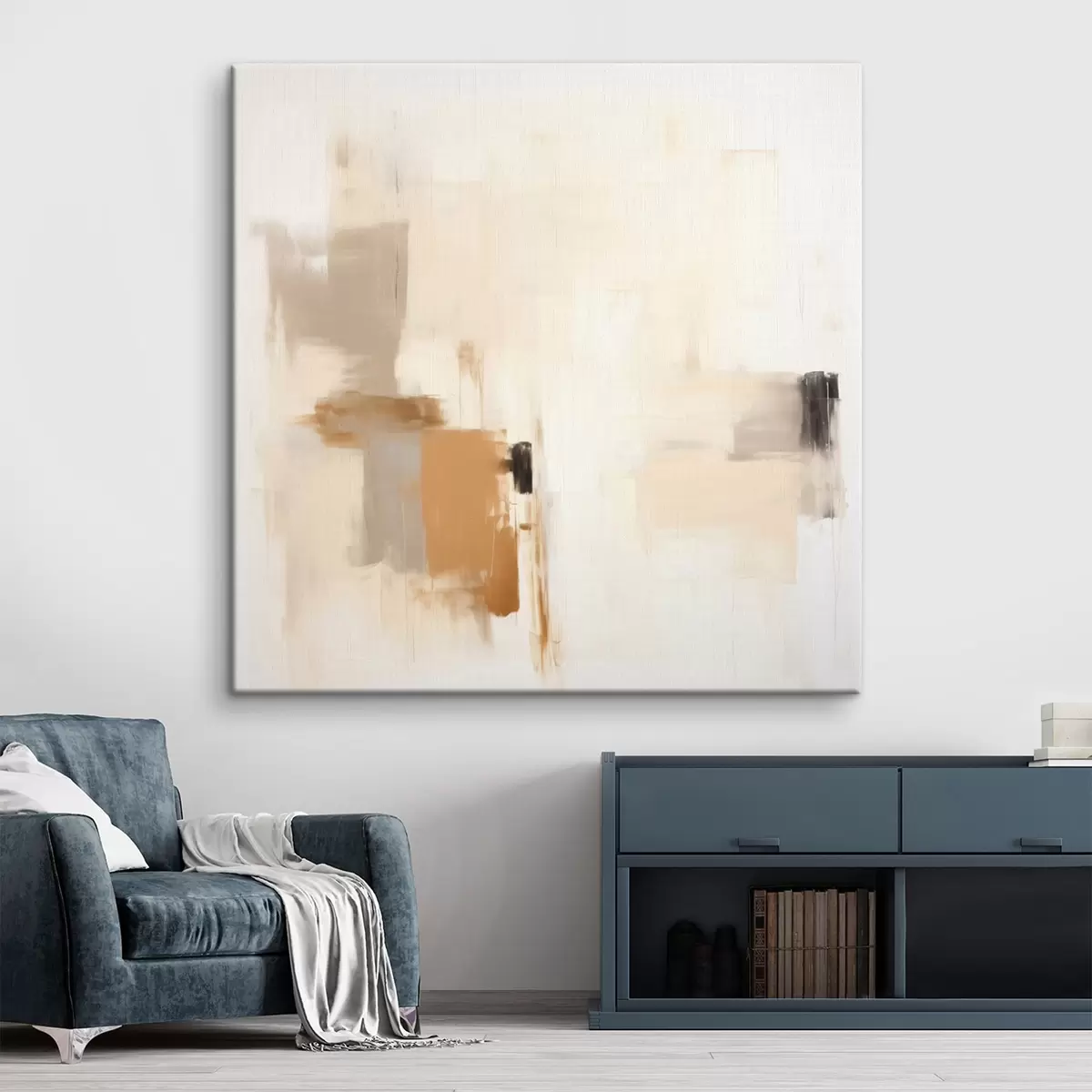 Tablouri Abstracție cu forme estompate în tonuri calme s46655