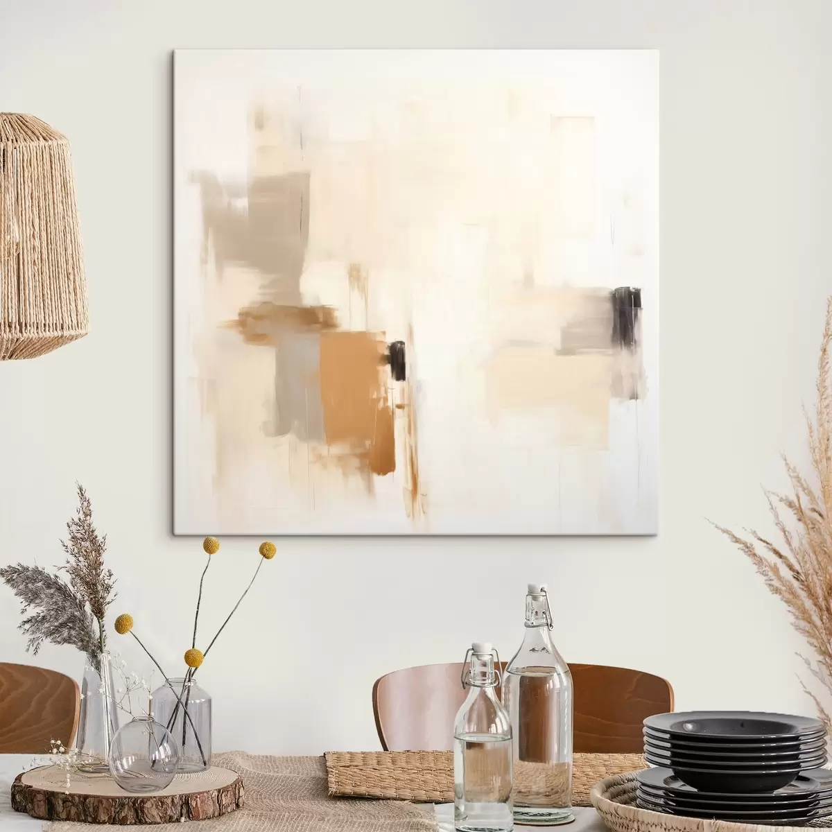 Tablouri Abstracție cu forme estompate în tonuri calme s46655