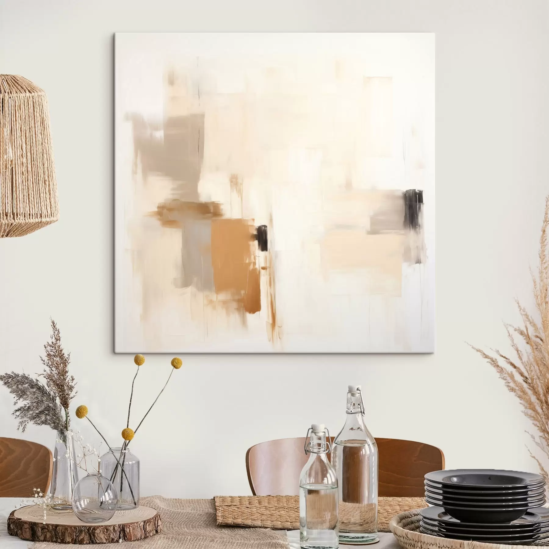 Tablouri Abstracție cu forme estompate în tonuri calme s46655