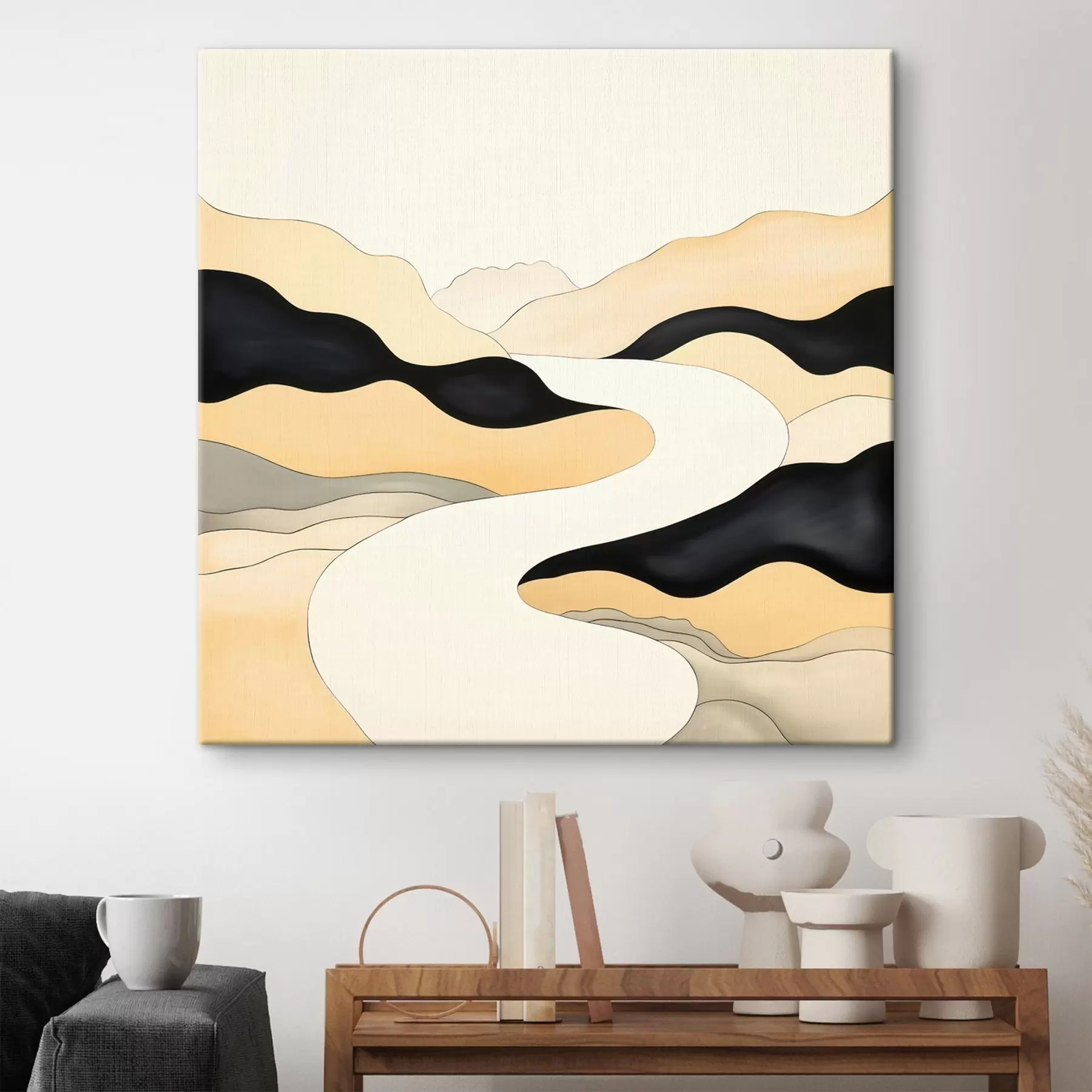 Tablouri Compoziție artistică cu accente contrastante în tonuri calde s46663