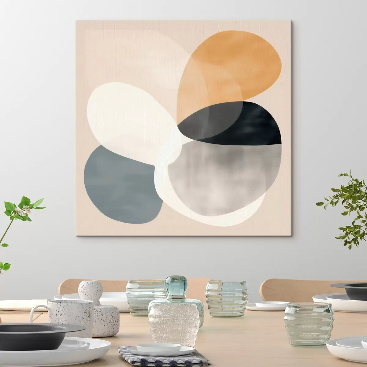 Tablouri Abstracție minimalistă cu forme geometrice fluide s46664