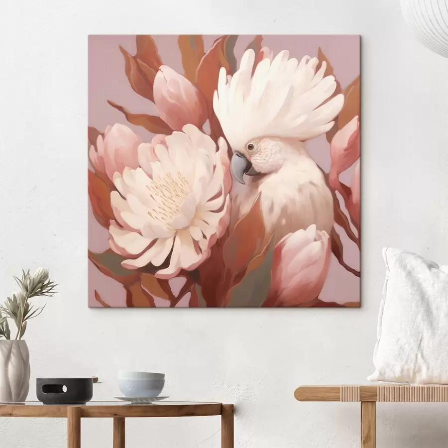 Tablouri Reprezentare artistică abstractă a unei păsări într-o compoziție florală s46667