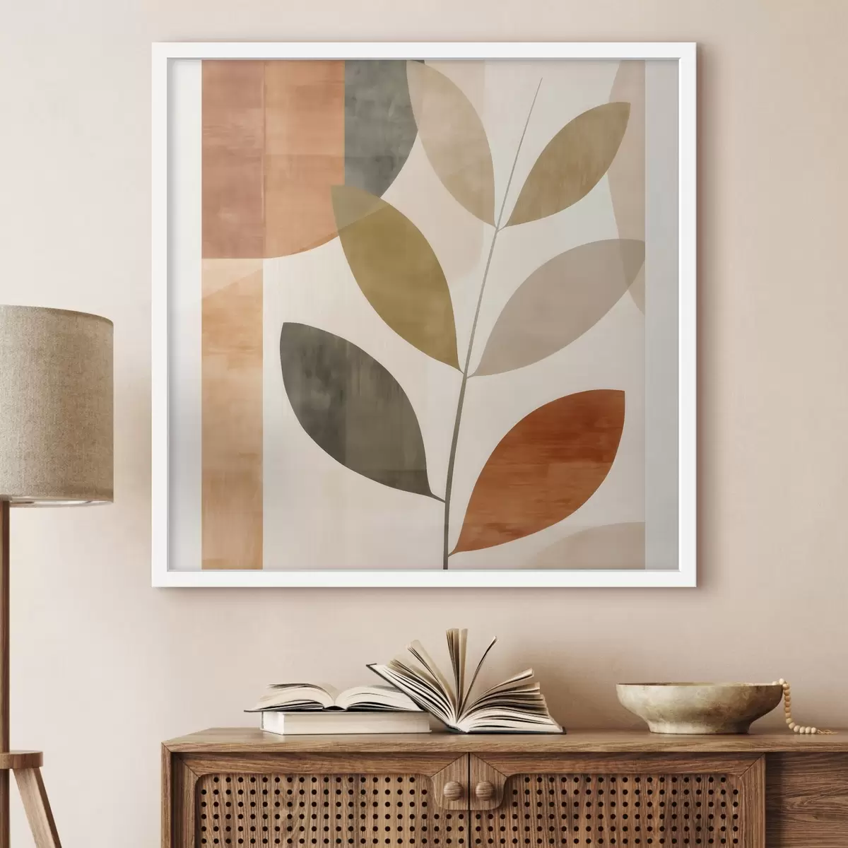 Poster Compoziție caldă din frunze într-un stil minimalist liric f46646