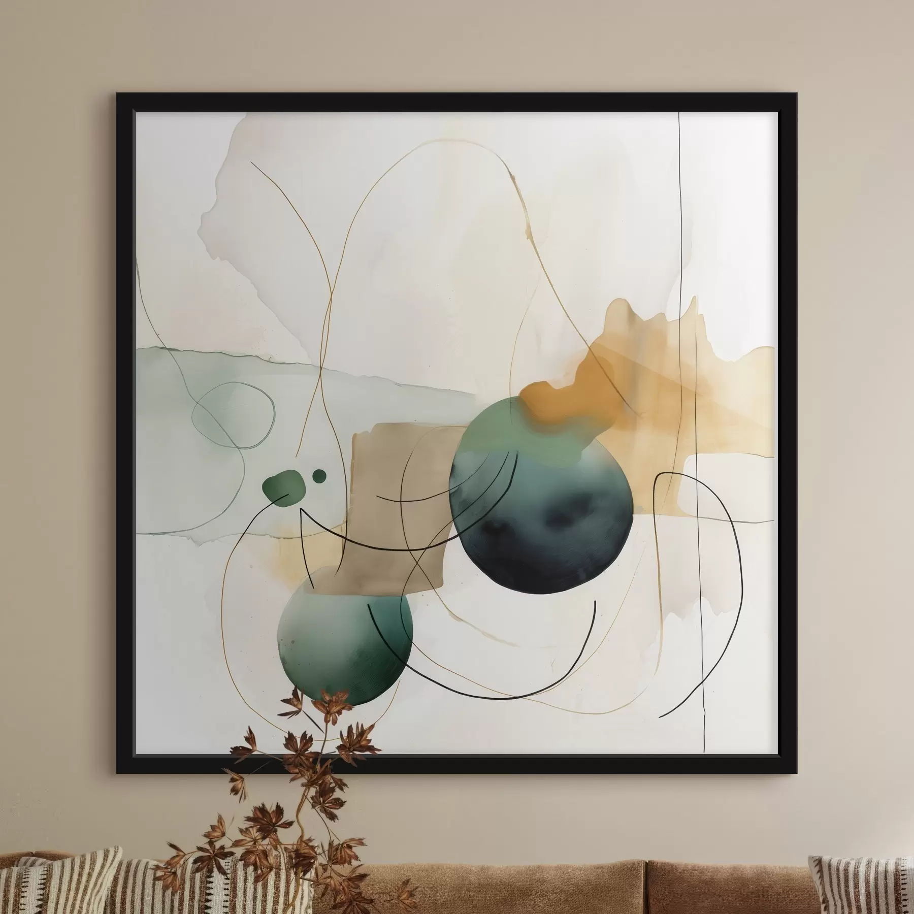 fototapet Ritmul siluetelor rotunjite într-un stil modern de acuarelă f46648