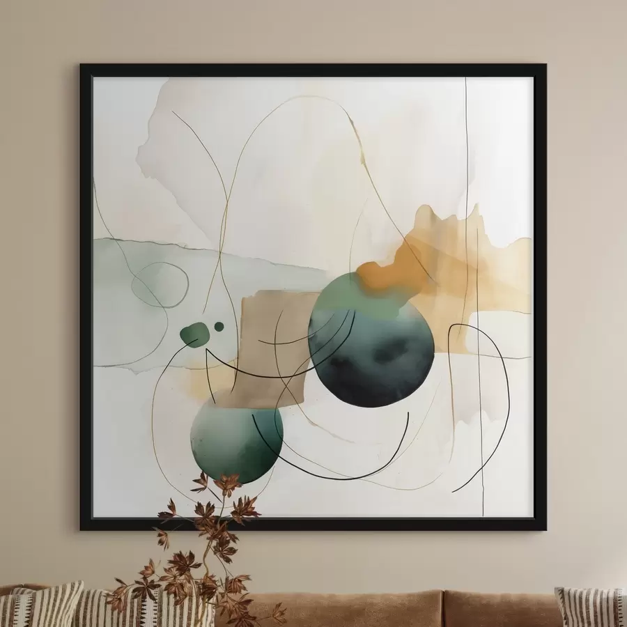 fototapet Ritmul siluetelor rotunjite într-un stil modern de acuarelă f46648