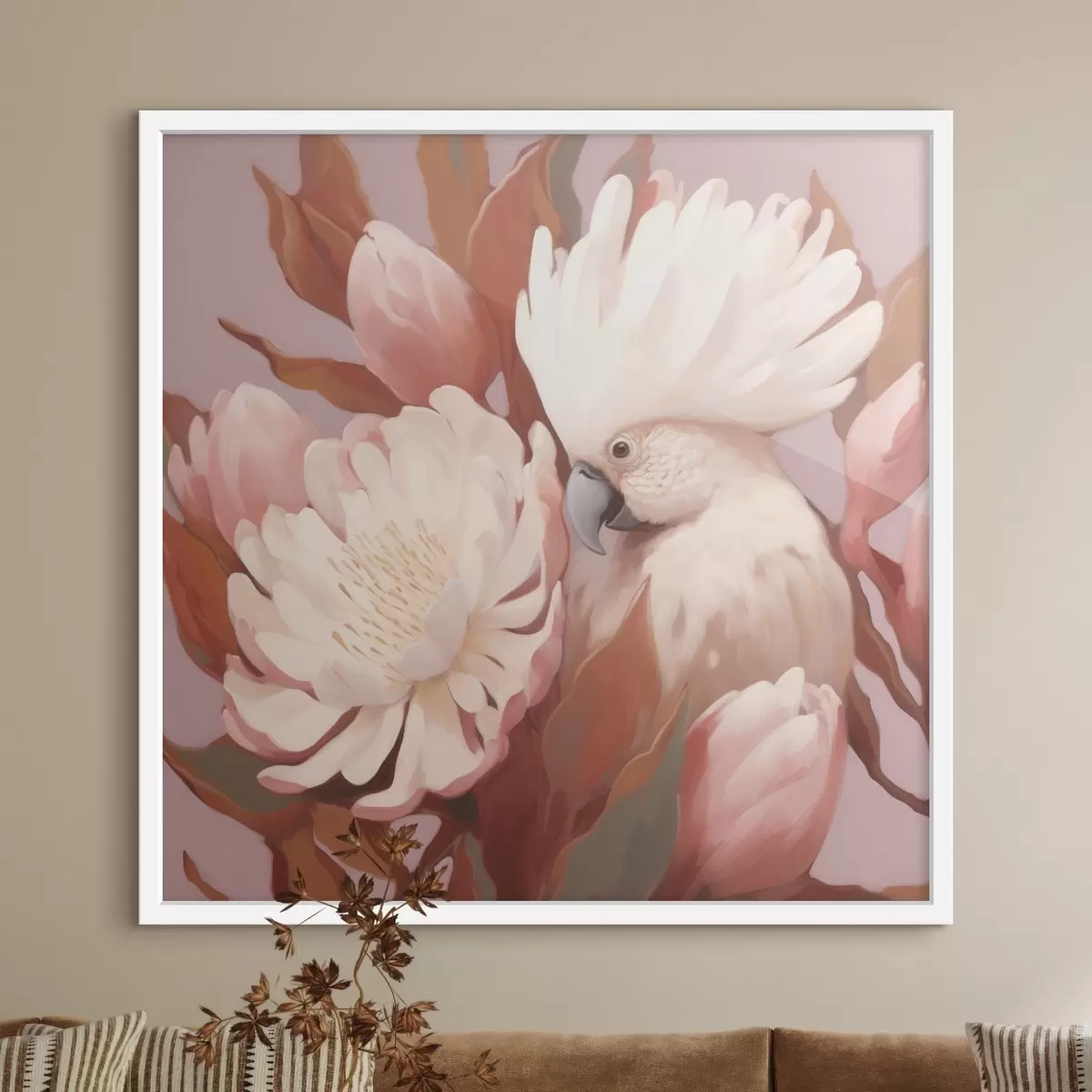 Poster Pasăre artistică abstractă într-o compoziție florală f46667