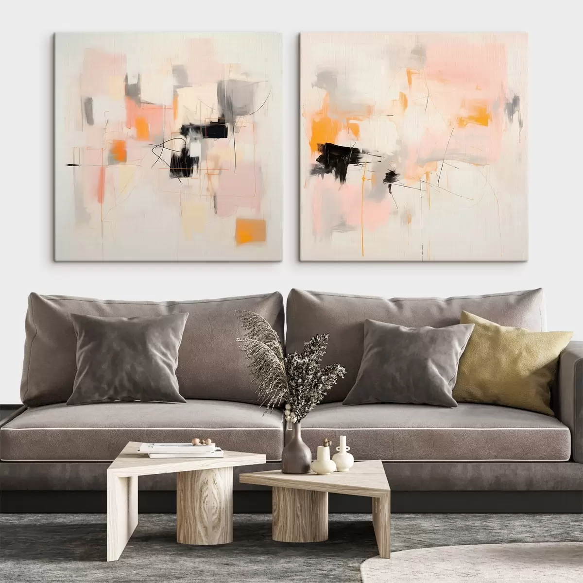 Tablouri Compoziție artistică cu accente contrastante în două părți m00980