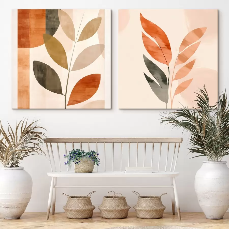 Tablouri Reprezentare stilizată a plantei într-o schemă de culori calme m00984