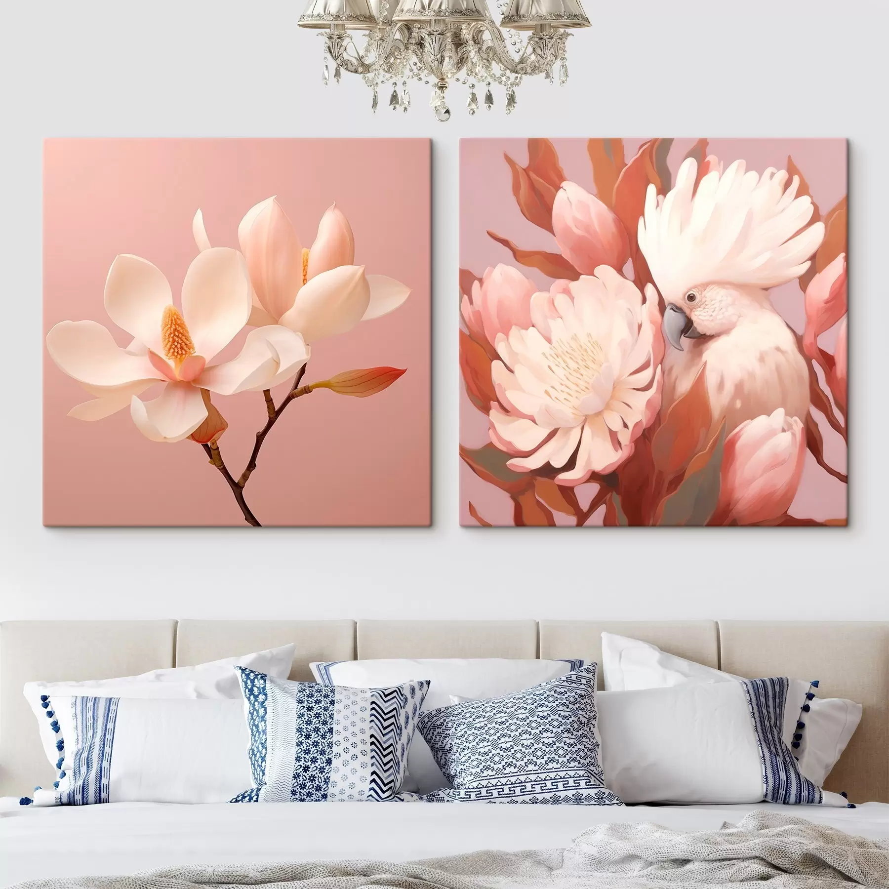 Tablouri Compoziție florală cu o pasăre în stil artistic ilustrativ m00994