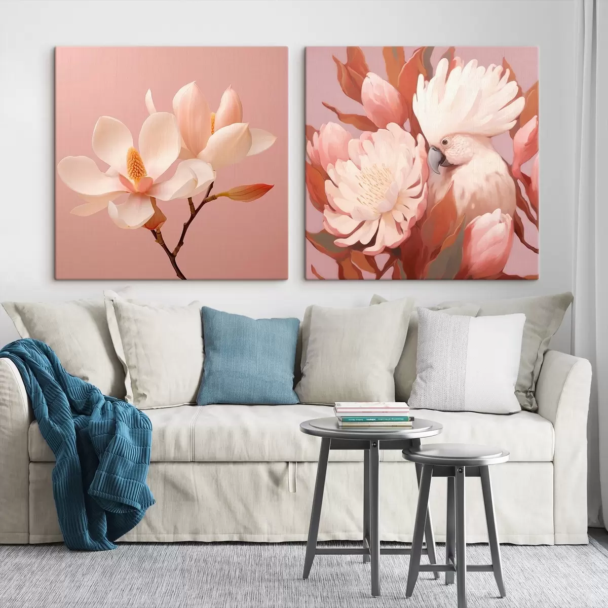 Tablouri Compoziție florală cu o pasăre în stil artistic ilustrativ m00994