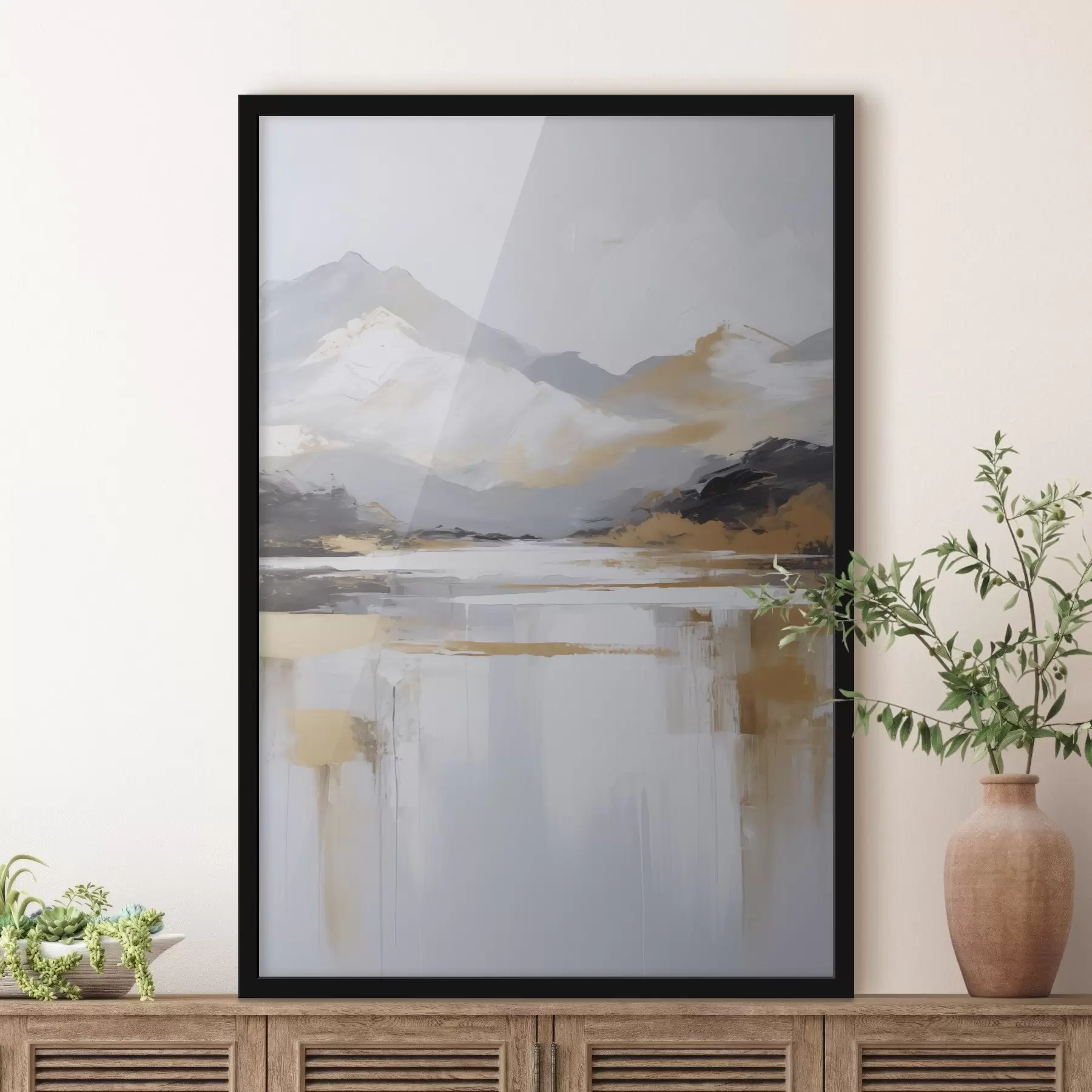 fototapet Imitare abstractă a peisajului montan în pictură f46841