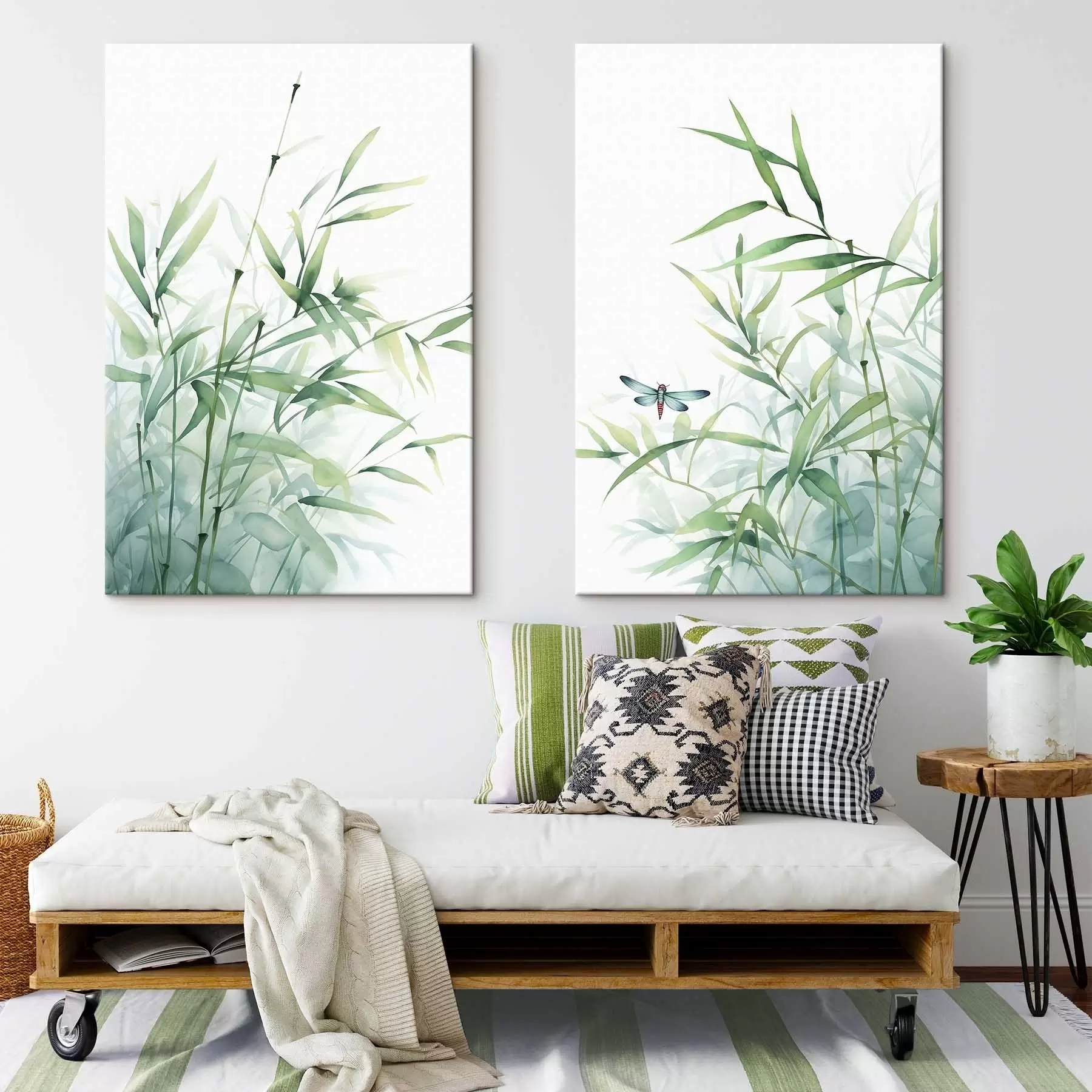 Tablouri Plante de bambus, imitație acuarelă m01062