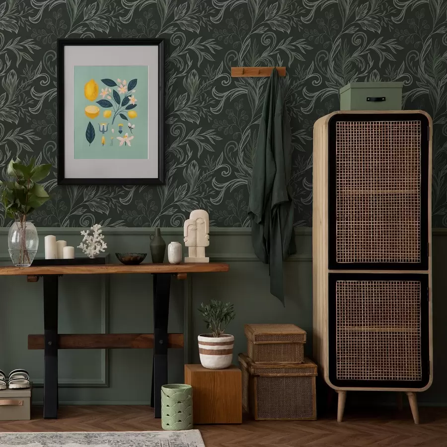 fototapet Frunze ondulate din pădurea adâncă, în nuanțe de verde crețos a00935v2