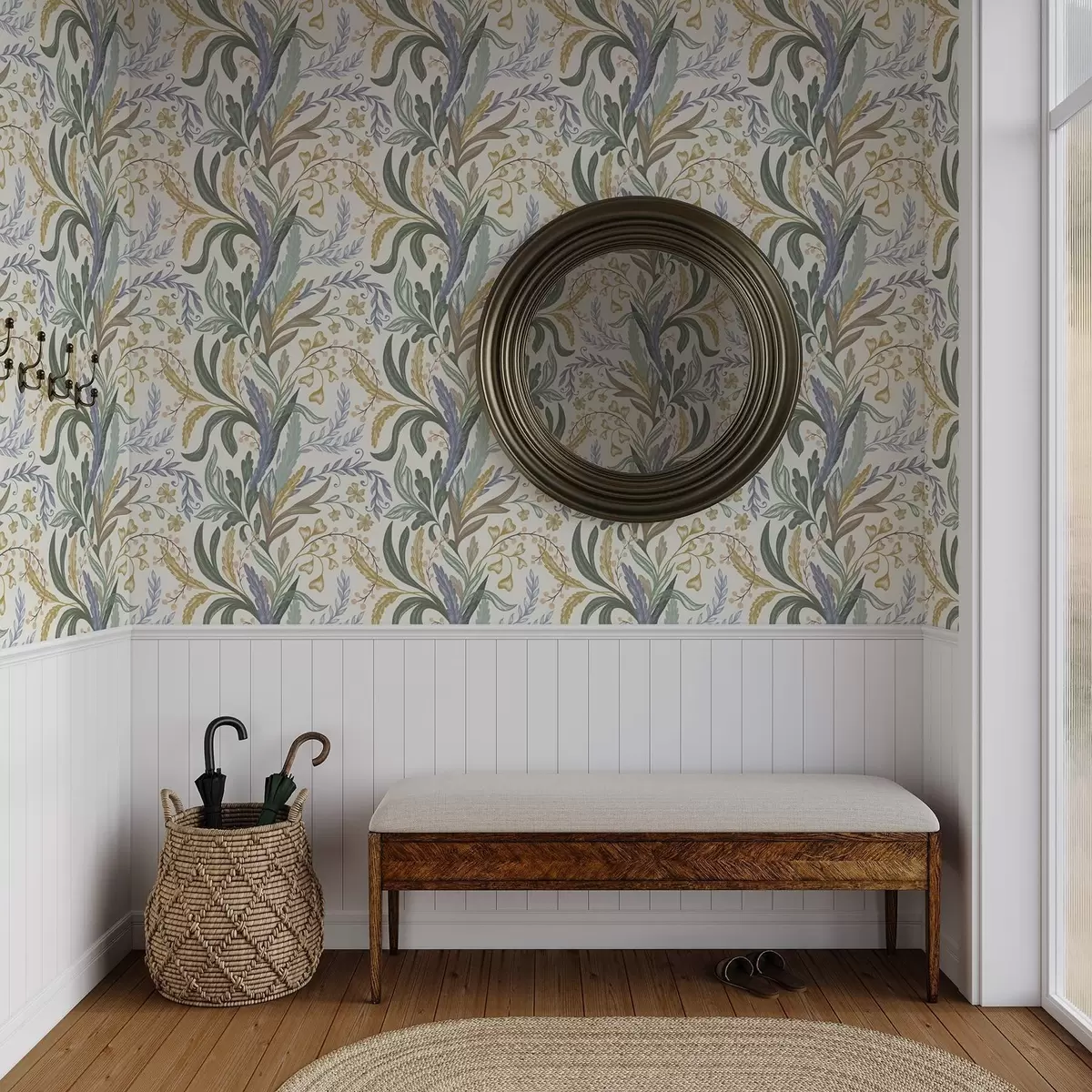 Wallpaper Ornament floral luxuriant într-o paletă pastelată delicată a00939