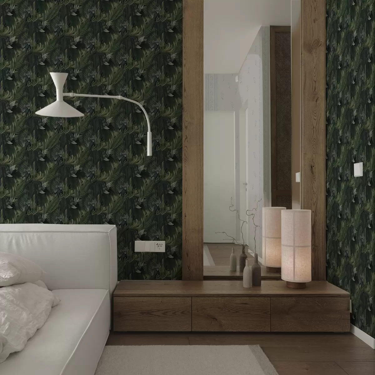 Wallpaper Frunziș tropical dens în tufișuri de un verde intens a00943