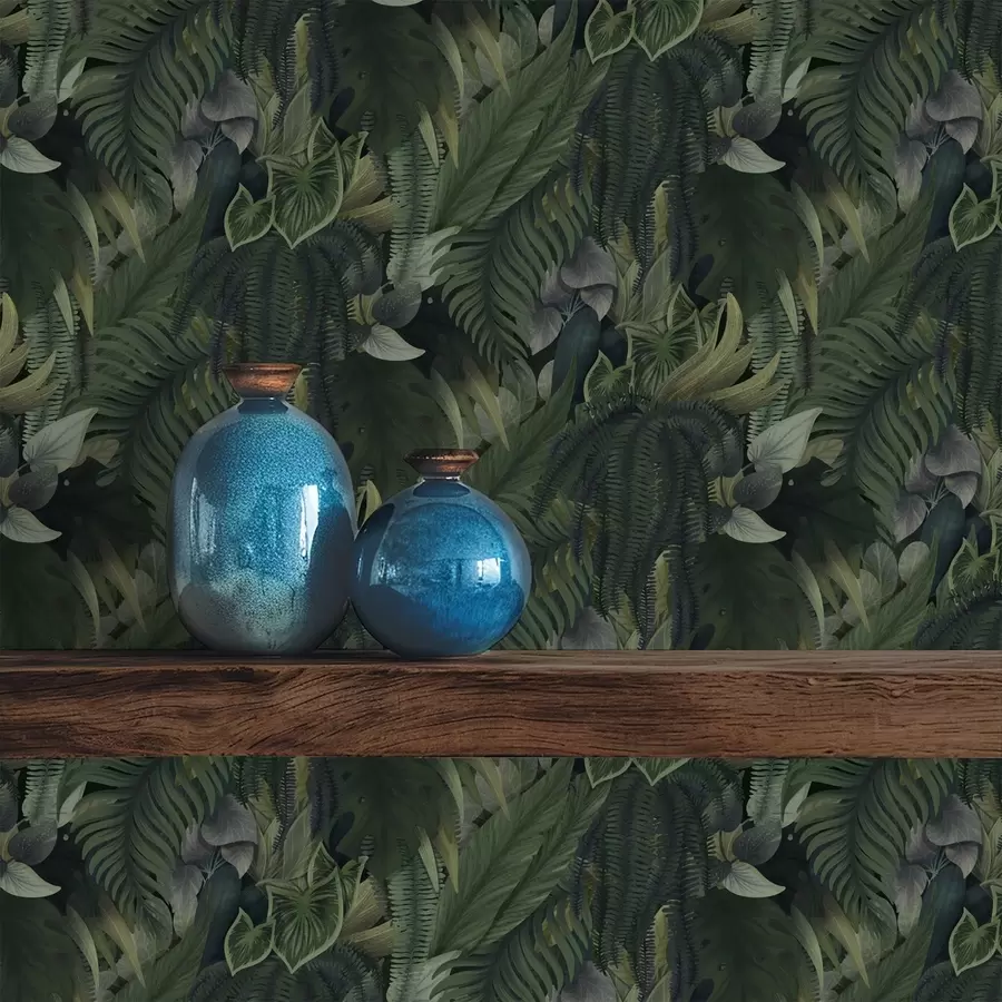 fototapet Frunziș tropical dens în tufișuri de un verde intens a00943