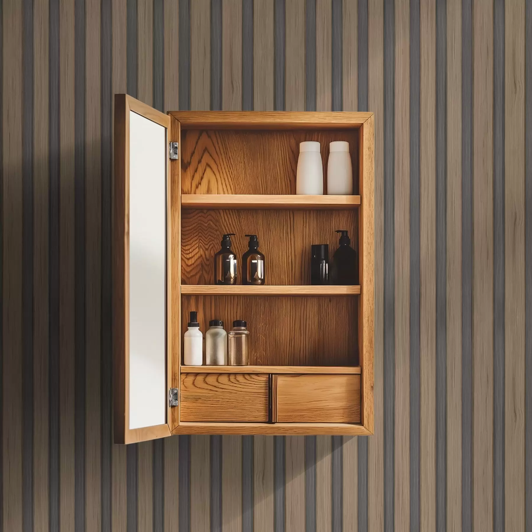 fototapet Lamele verticale din lemn cu inserții de culoare gri închis a00991