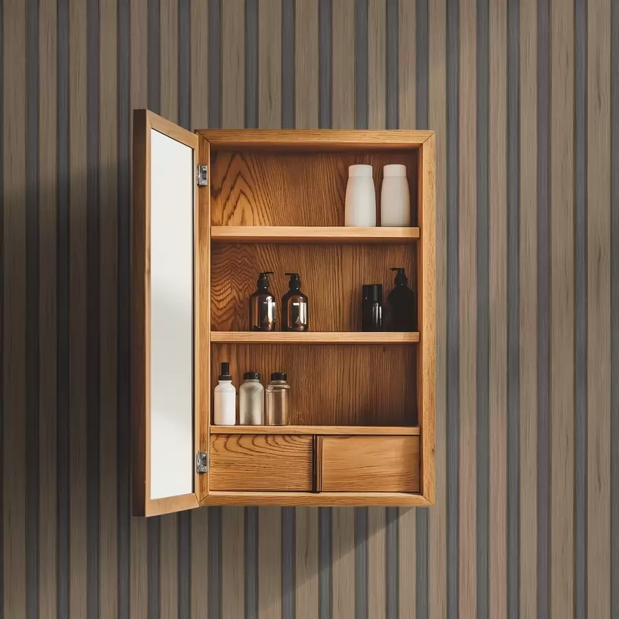 fototapet Lamele verticale din lemn cu inserții de culoare gri închis a00991