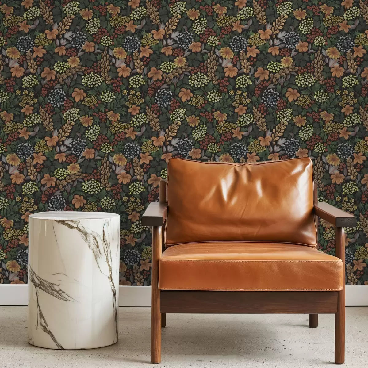 Wallpaper Grădină caldă noaptea, cu flori galbene și frunziș luxuriant a00996v1