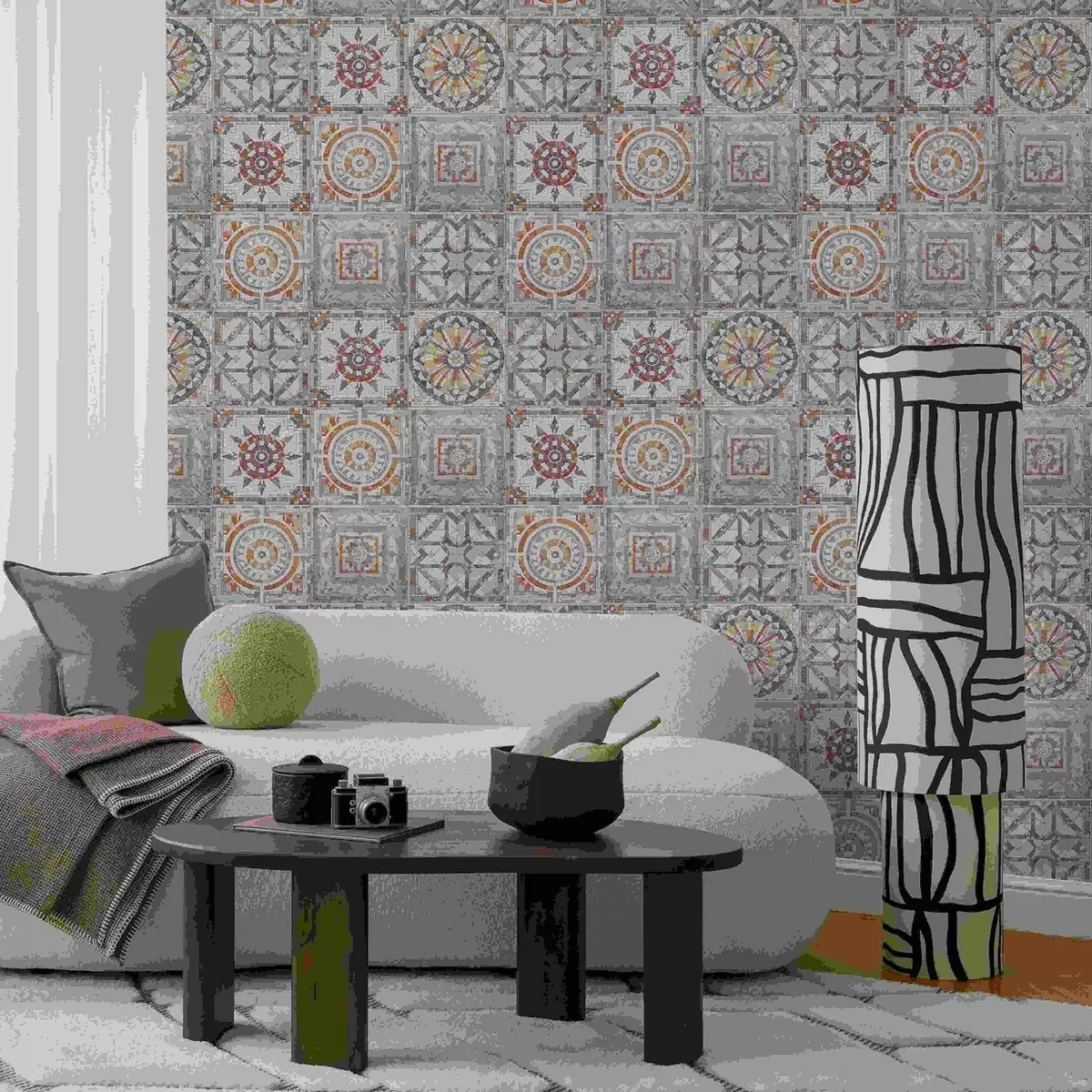 Wallpaper Medalioane vechi din mozaic de piatră cu detalii uzate a01042