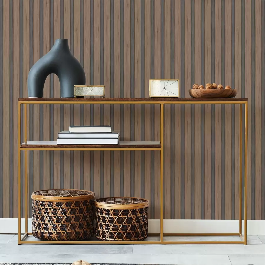 fototapet Lamele verticale din lemn cu inserții de culoare închisă a01054