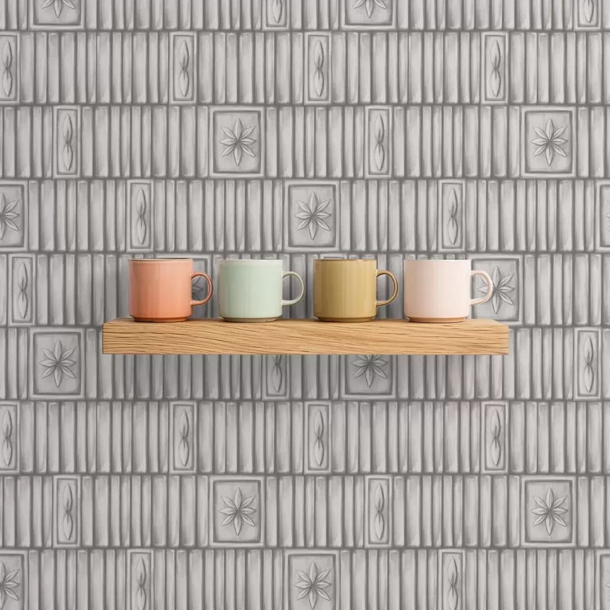 Wallpaper Panouri verticale în relief cu inserții grafice florale a01058