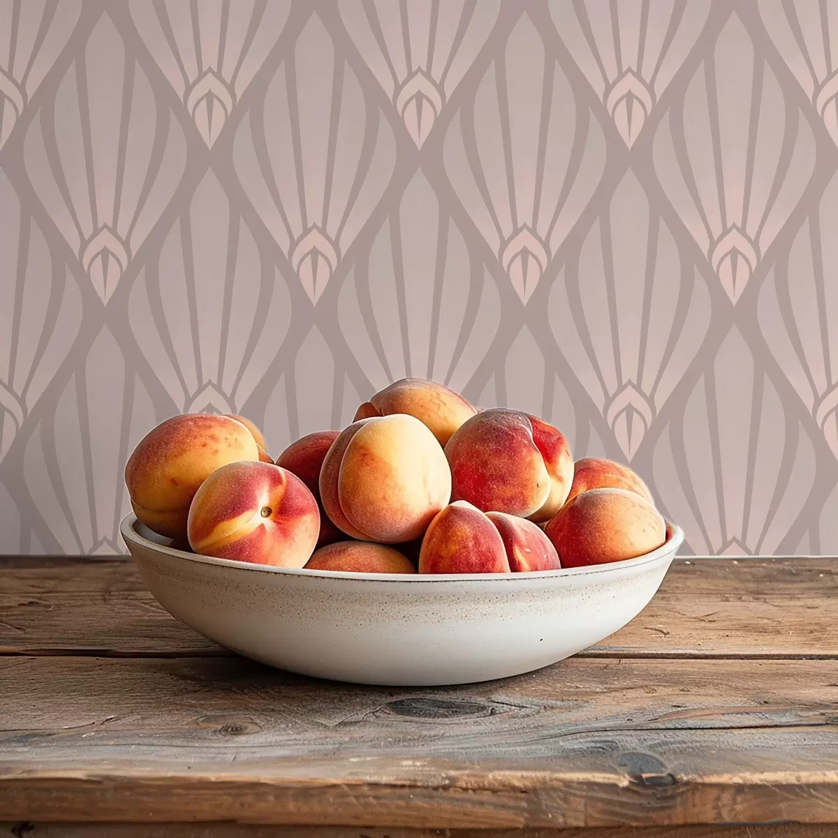 Wallpaper Art Deco bej pudrat cu evantaiuri delicate a01064v1