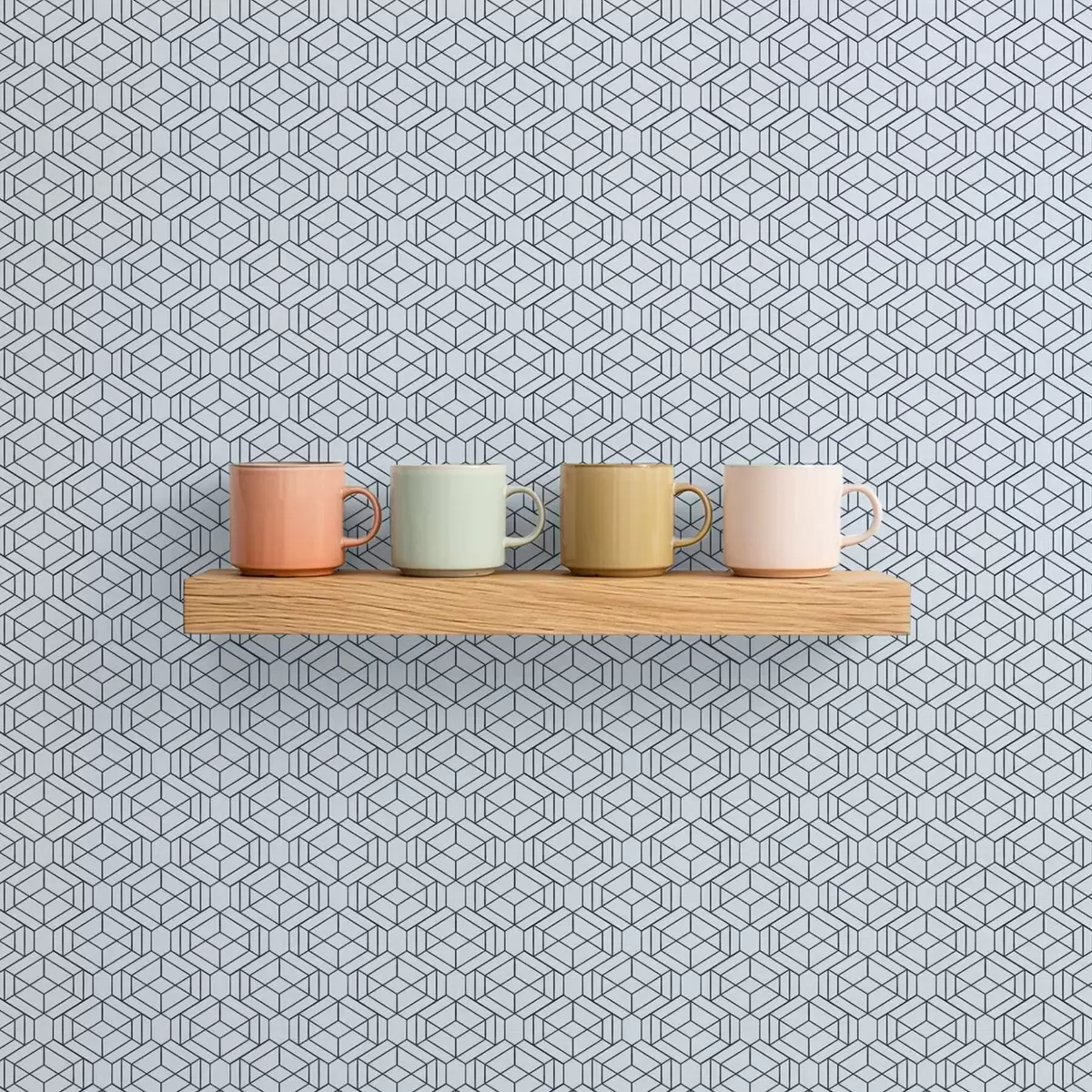 Wallpaper Model geometric albastru deschis cu cuburi a01066