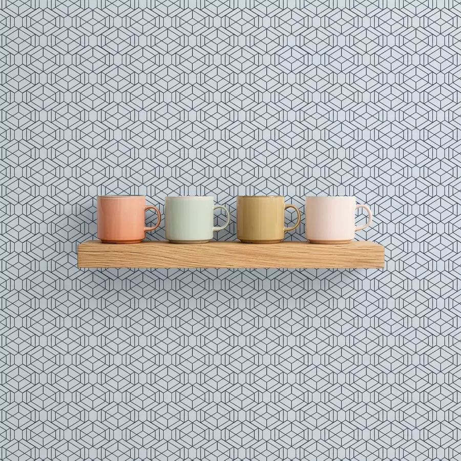 fototapet Model geometric albastru deschis cu cuburi a01066