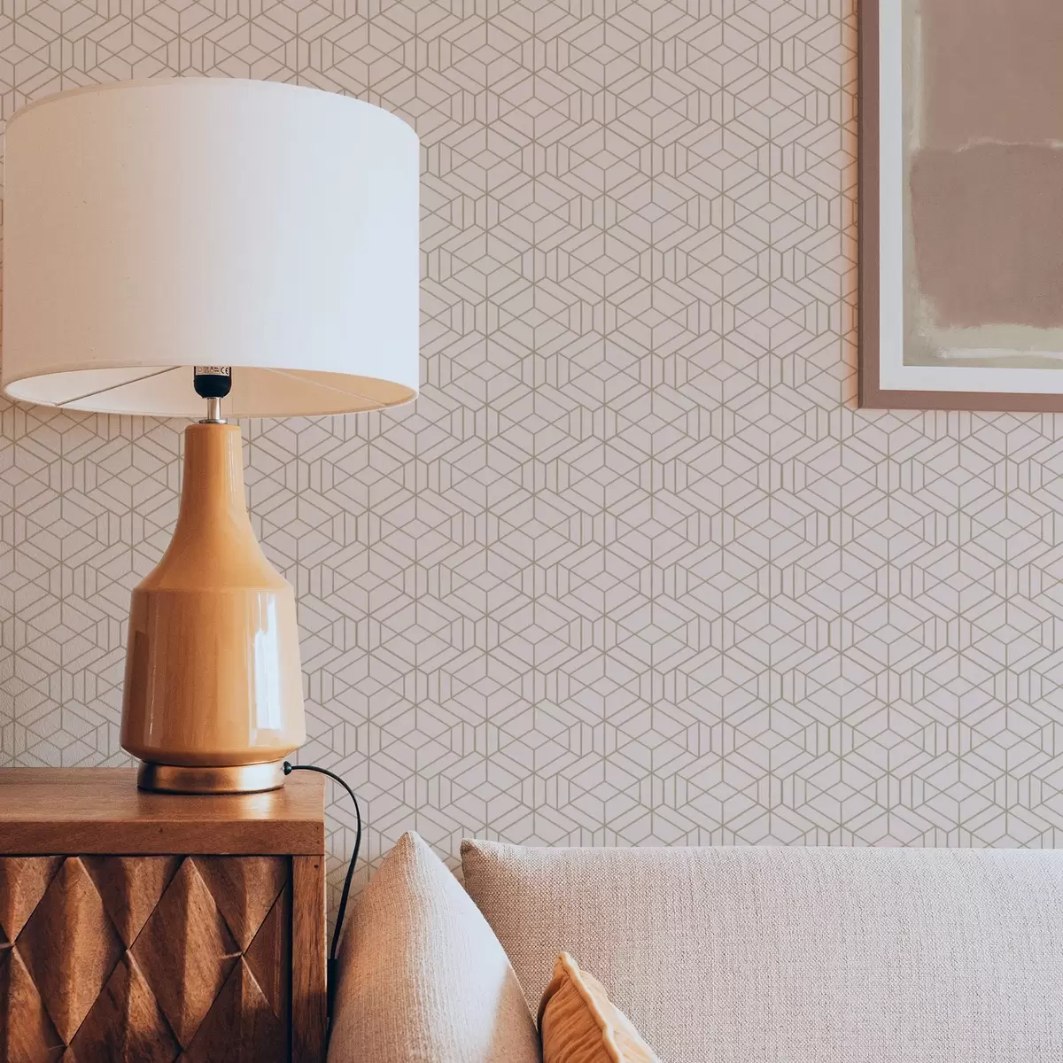 Wallpaper Fundal bej cald cu cuburi grafice fine a01067v3