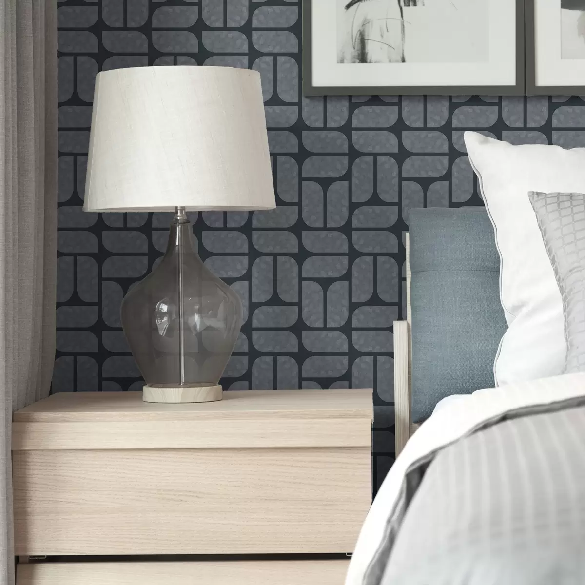 Wallpaper Fundal întunecat cu mozaic gri din module rotunjite a01069v1