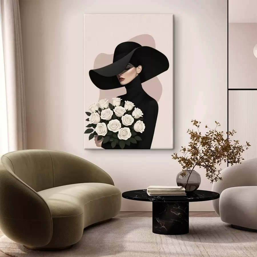 Tablouri Fată cu un buchet de trandafiri s46854