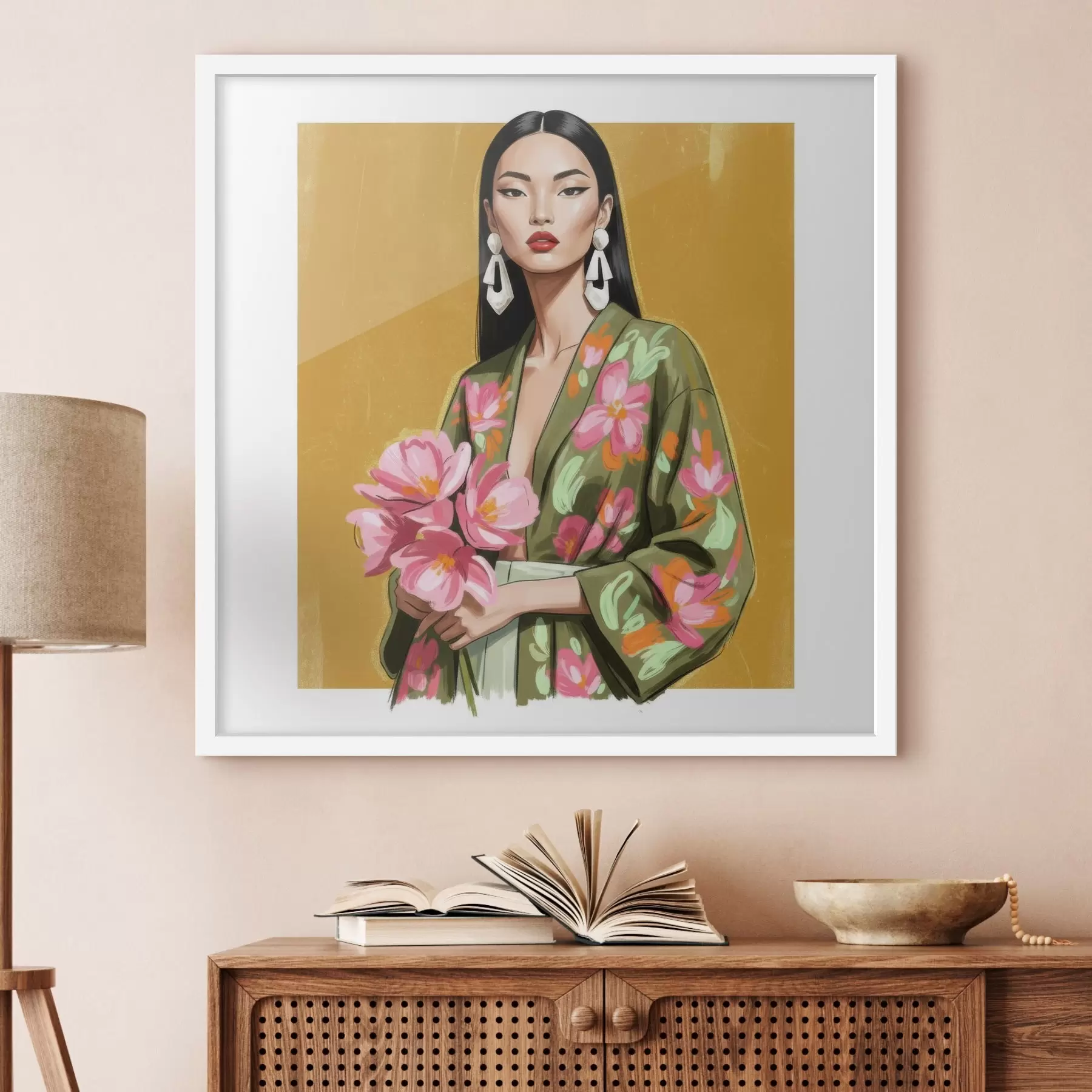 fototapet Fată cu un buchet de flori f46850