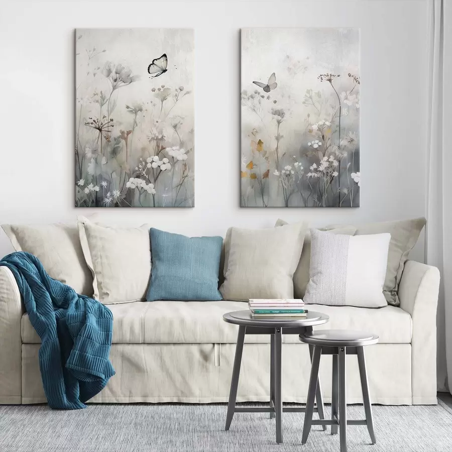 fototapet Fluturi și flori sălbatice m01072