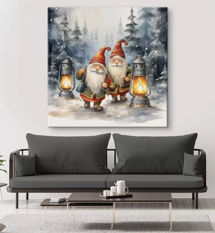 Tablouri Gnomii de Anul Nou, imitație de acuarelă s46970