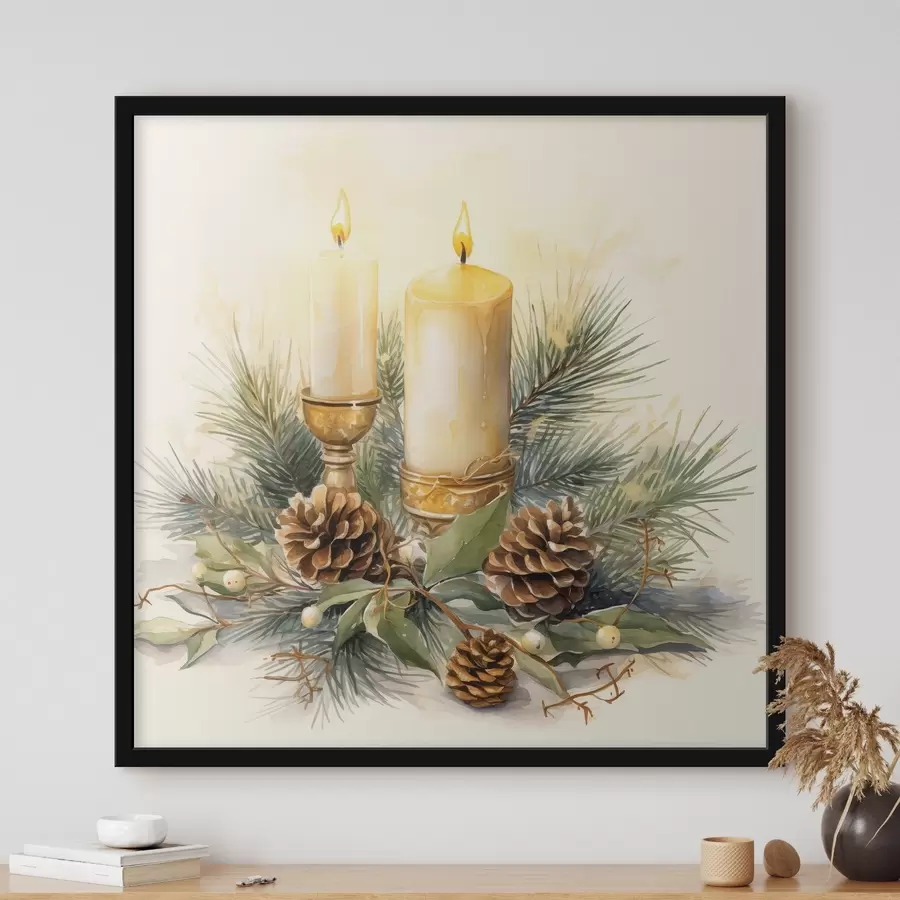 fototapet Aranjament, Anul Nou, Brad și lumânări f46971