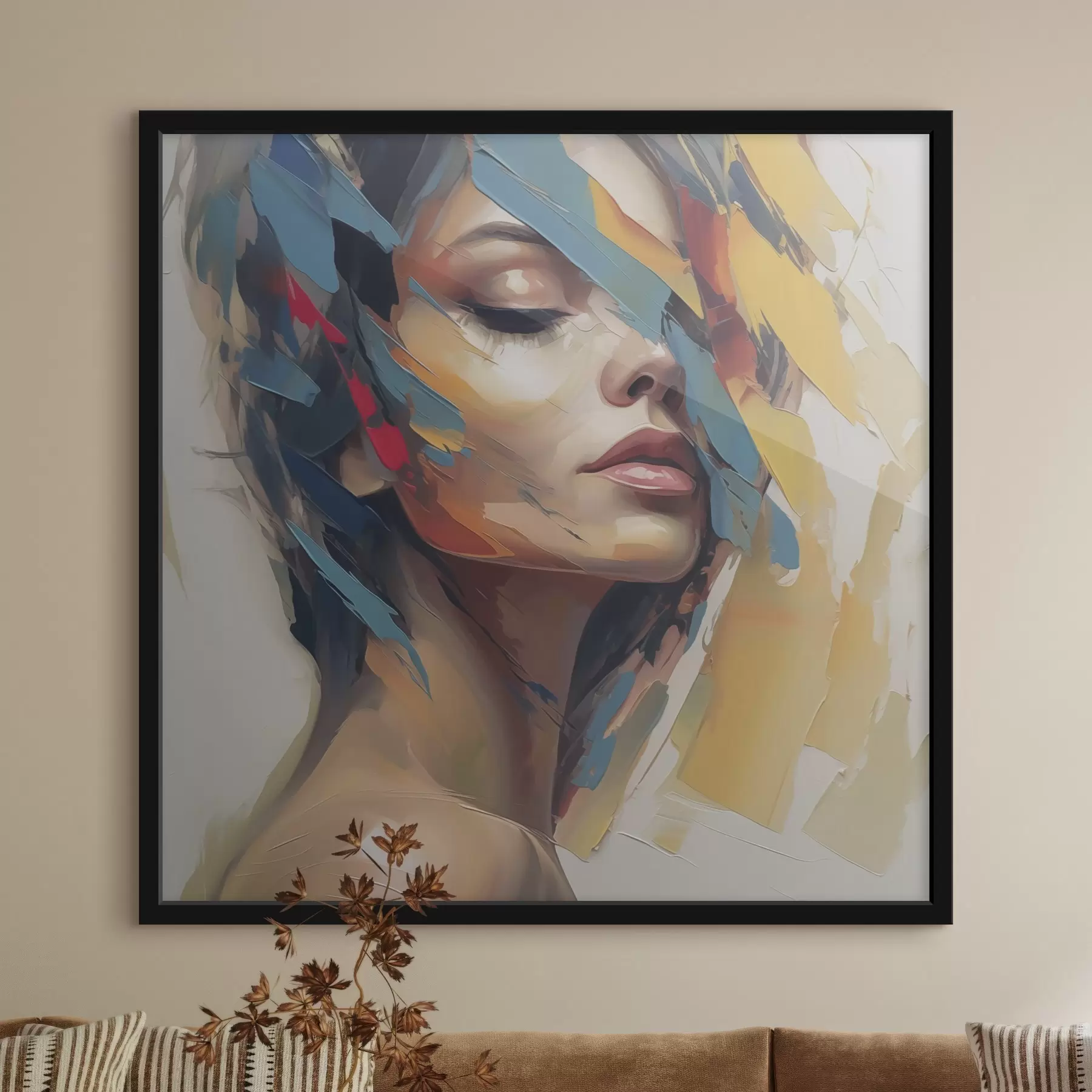 fototapet Portret feminin abstract, imitație de pictură f46918