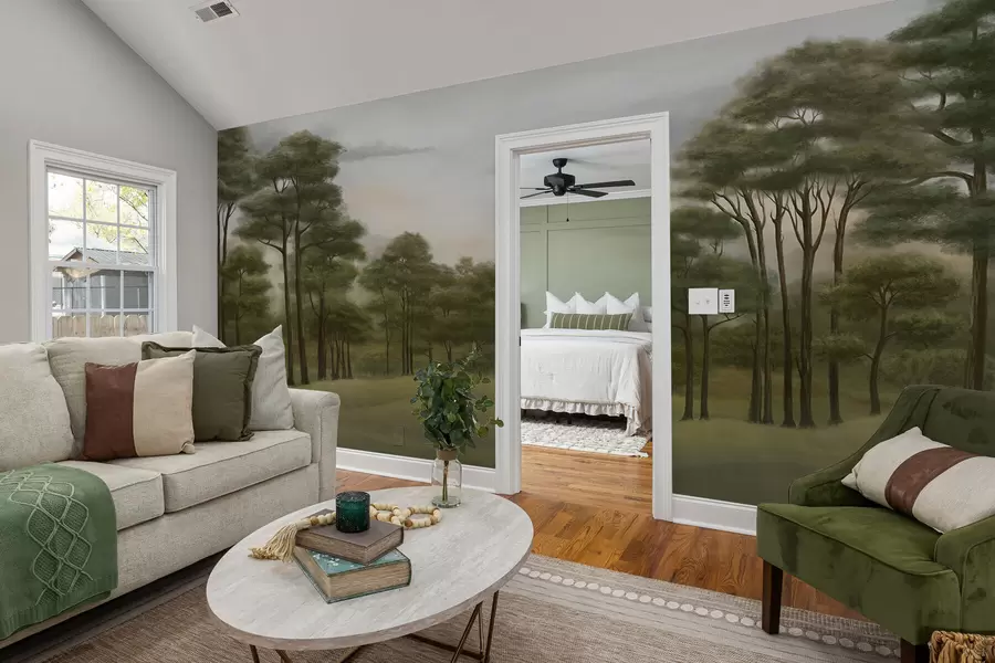 fototapet Peisaj forestier liniștit în nuanțe delicate w02193