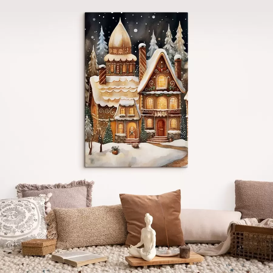 Tablouri Case acoperite de zăpadă în pădure s46985