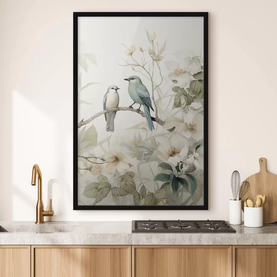 fototapet Două păsări pe ramuri de iasomie f46896