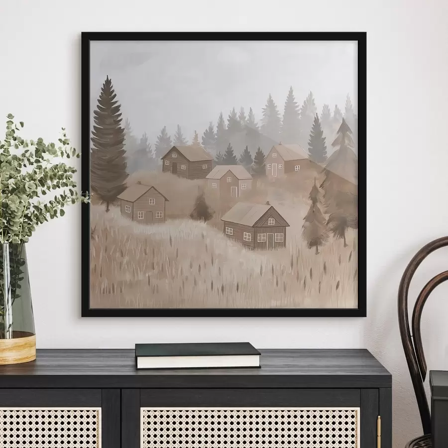 fototapet Case în pădure f47075