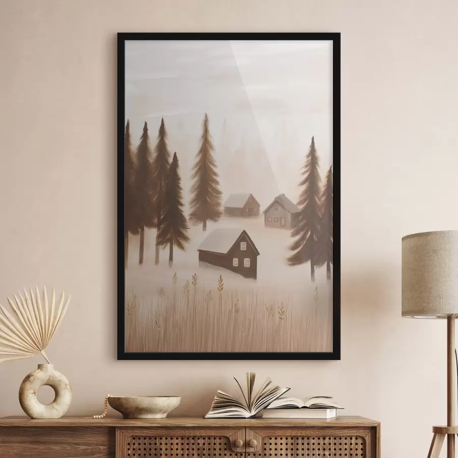 fototapet Case în pădure f47077