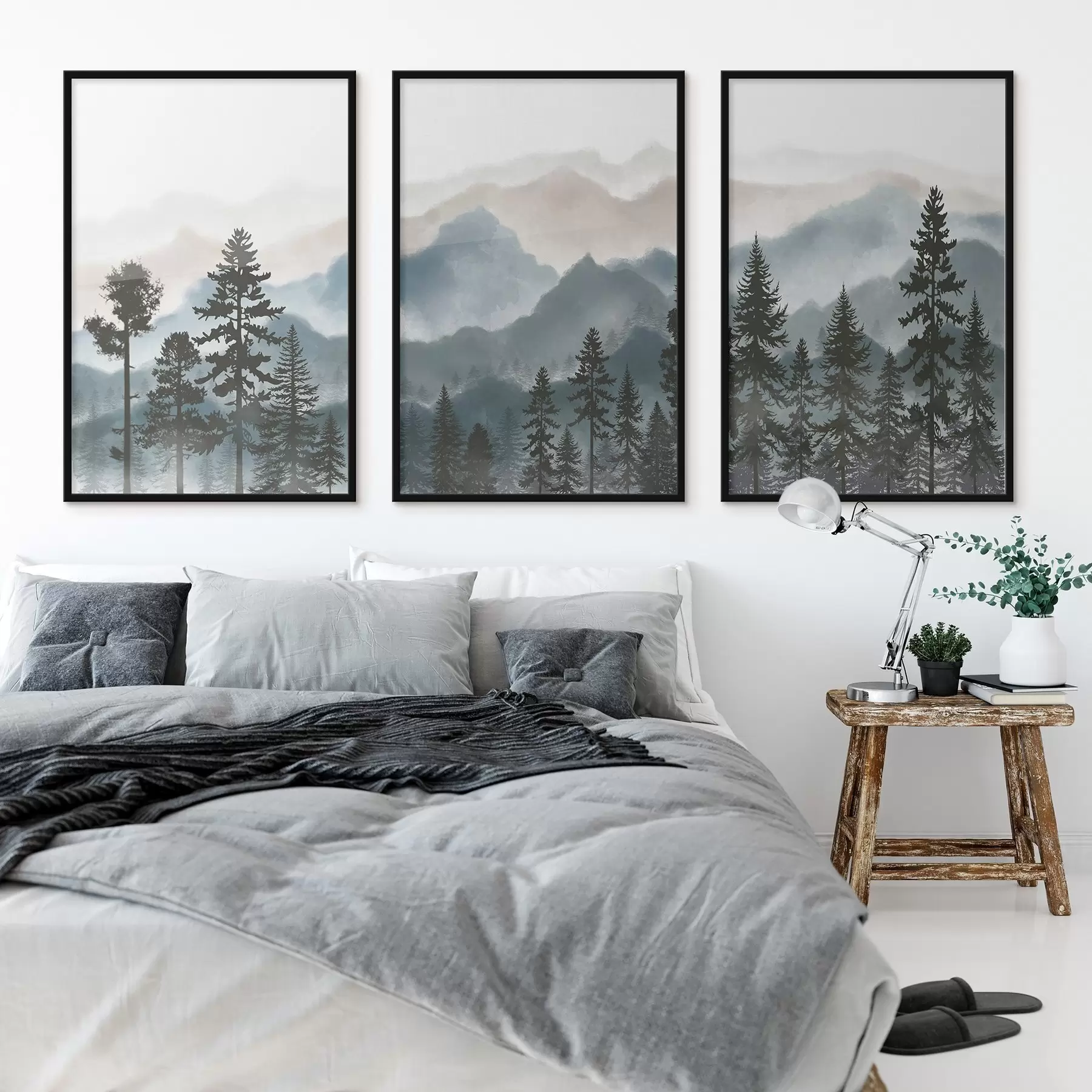 fototapet Munți liniștiți și copaci conturați d00244