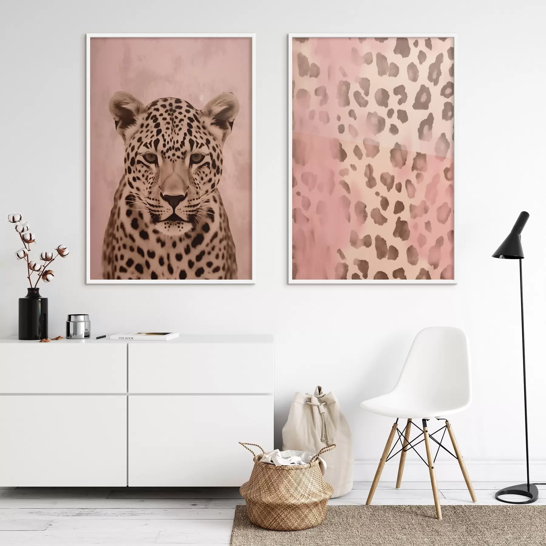 fototapet Portret de ghepard, Model abstract cu imprimare leopard pe un fundal roz d00402