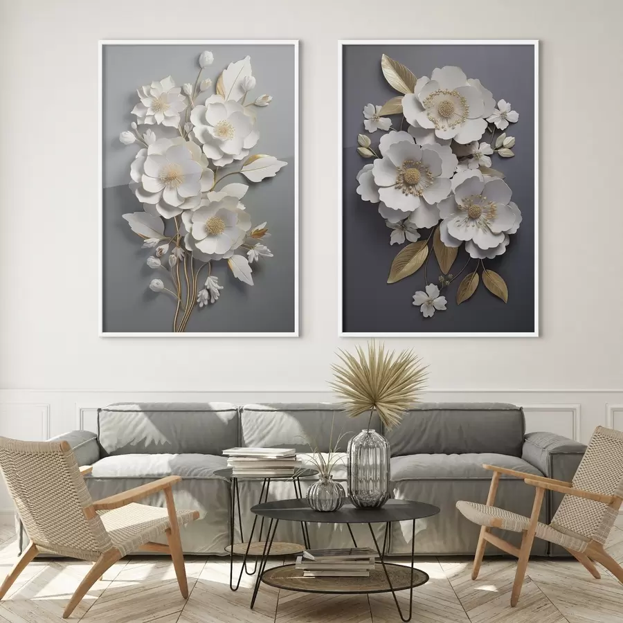 fototapet O compoziție de ramuri de flori pe un fundal întunecat d00423