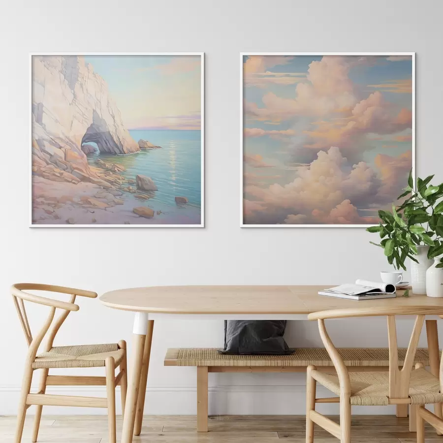 fototapet Val pe un țărm stâncos și cer cu nori d00487