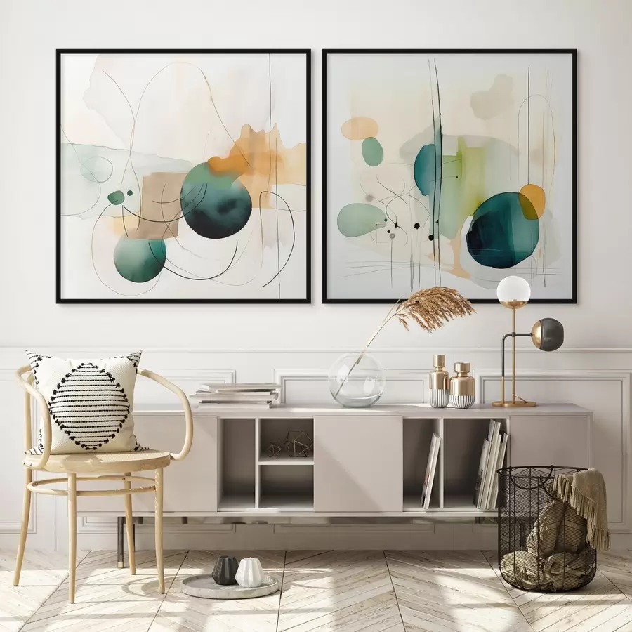 fototapet Compoziție abstractă din două părți, cu pete de culoare delicată d00985