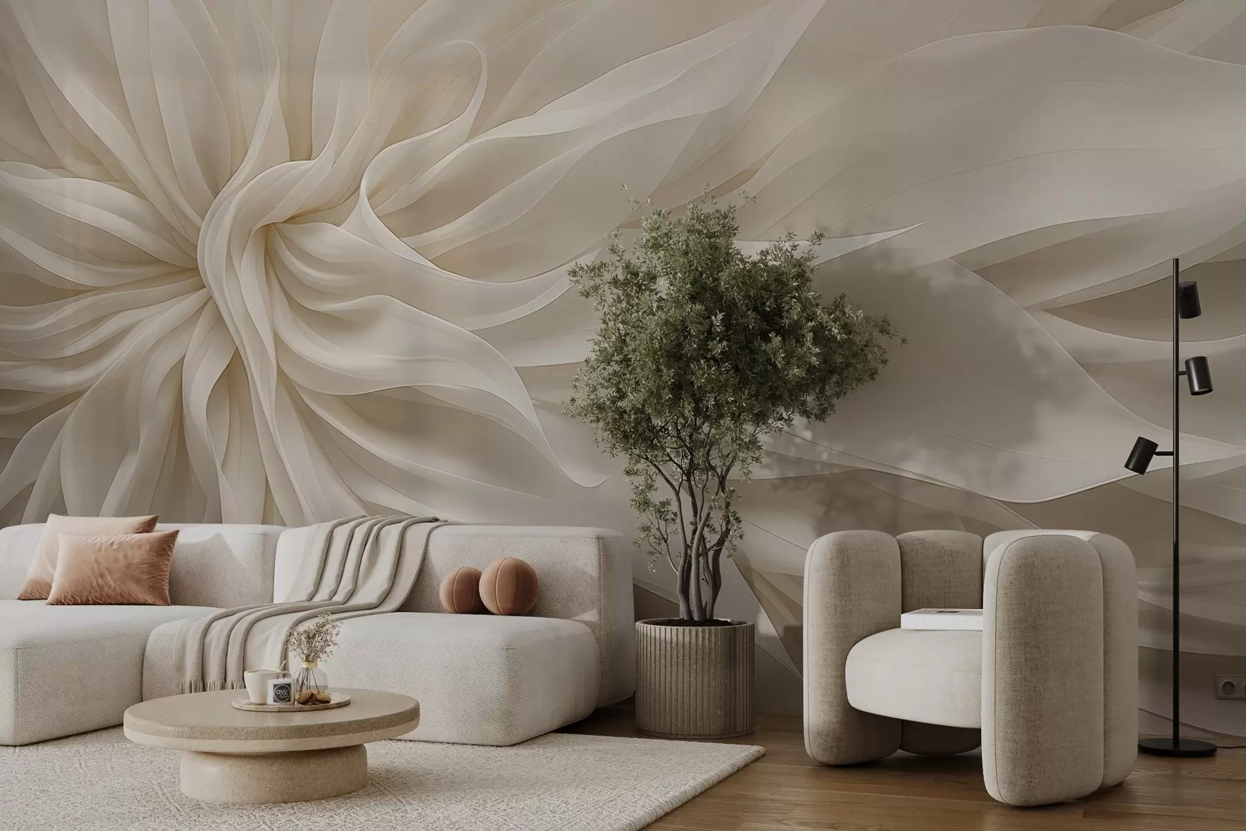 fototapet Petale de lumină din mătase w05050