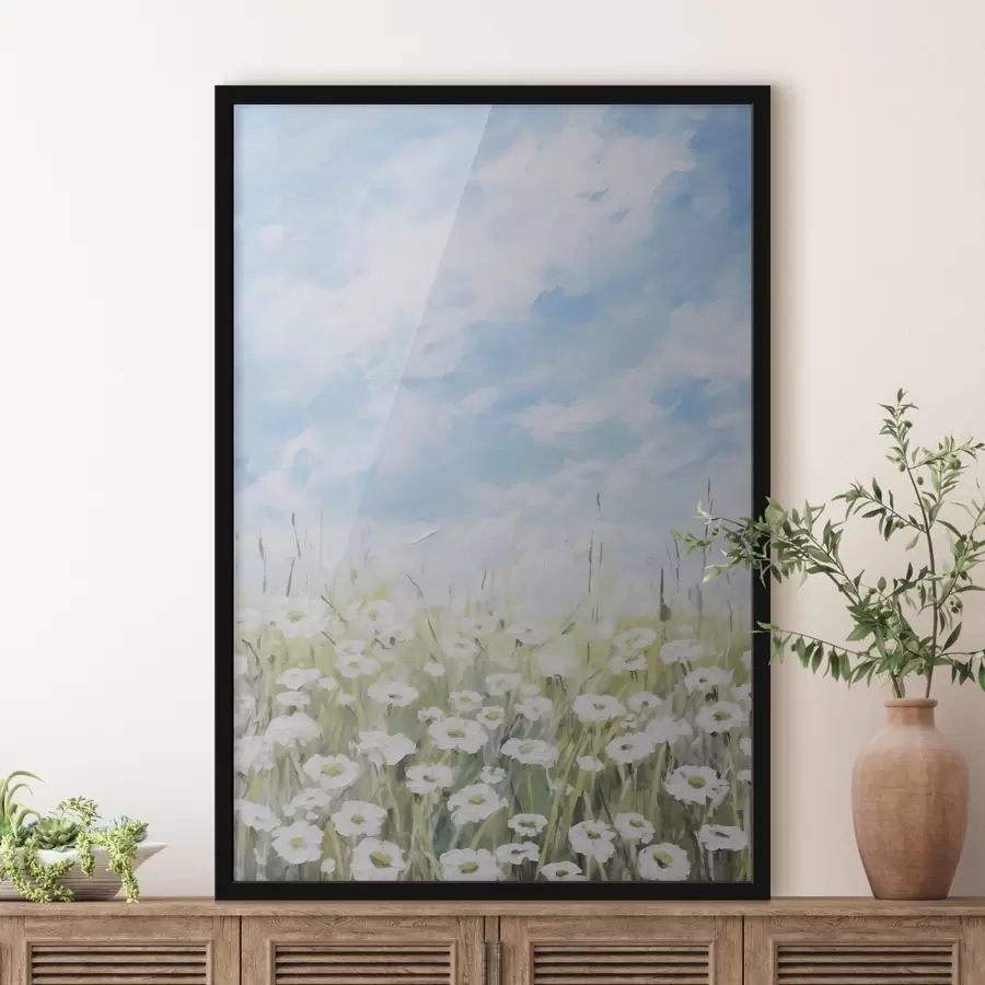 fototapet Tablou imitație câmp de margarete f47246